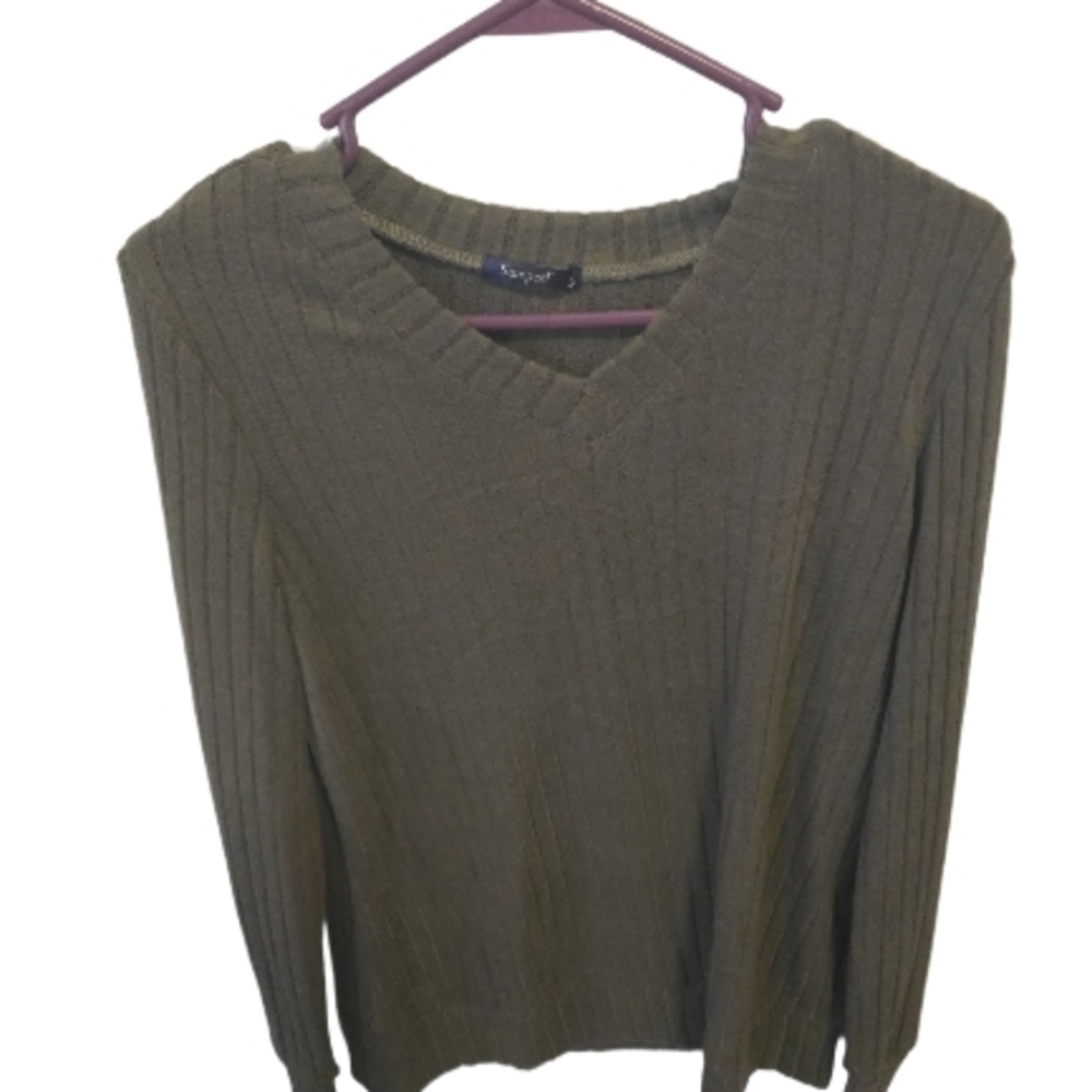 Khaki V-Neck Sweater for Women